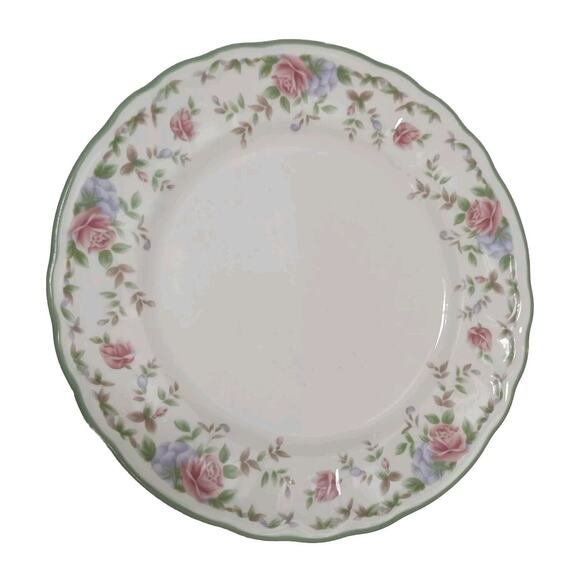 Epoch MORNING ROSE Dinner Plate Floral Roses Green trim Replacement Grannycore - Picture 10 of 16